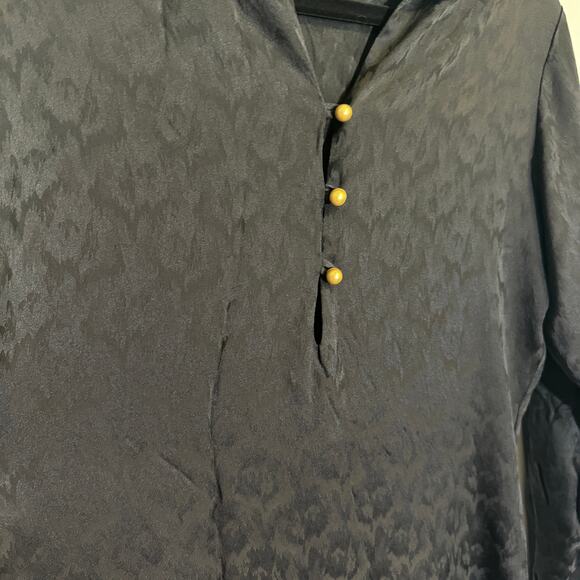 Fernando Sanchez Womens Black Silk Half Button Long Sleeve Midi Dress Size Small - Picture 5 of 9